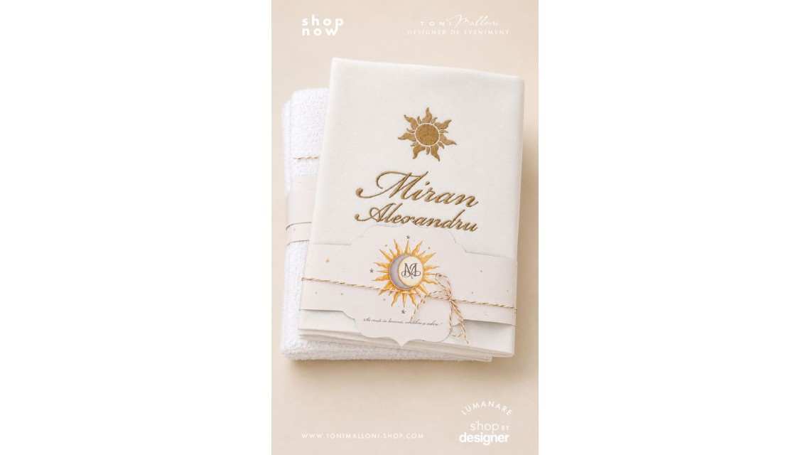 Trusou de Botez Soare și Lună Monogramă Personalizată pentru Băieți 5